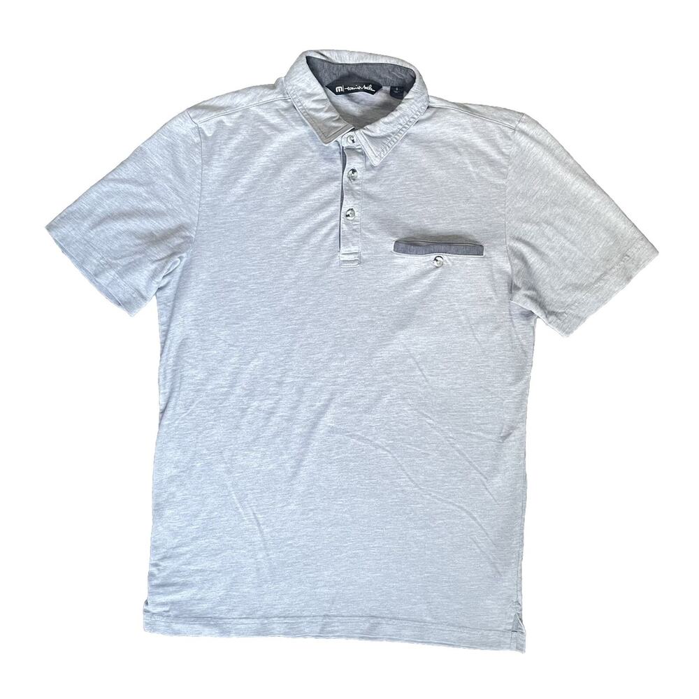 Travis Mathew Shirt Men's Small Gray Short Sleeve Polo Collared Logo Golf